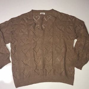 She & Sho Sweater Hearts Brownish Color Knit (see through) Light weight